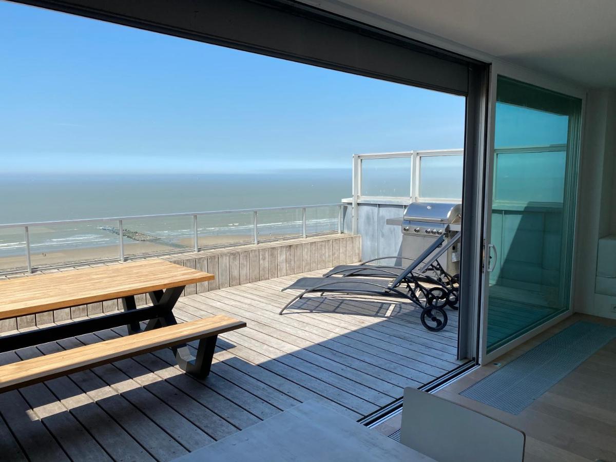 Penthouse Sea-Loft Blankenberge, Uniek Zeezicht, Luxeloft Met 40M2 Terras! Apartment Bagian luar foto