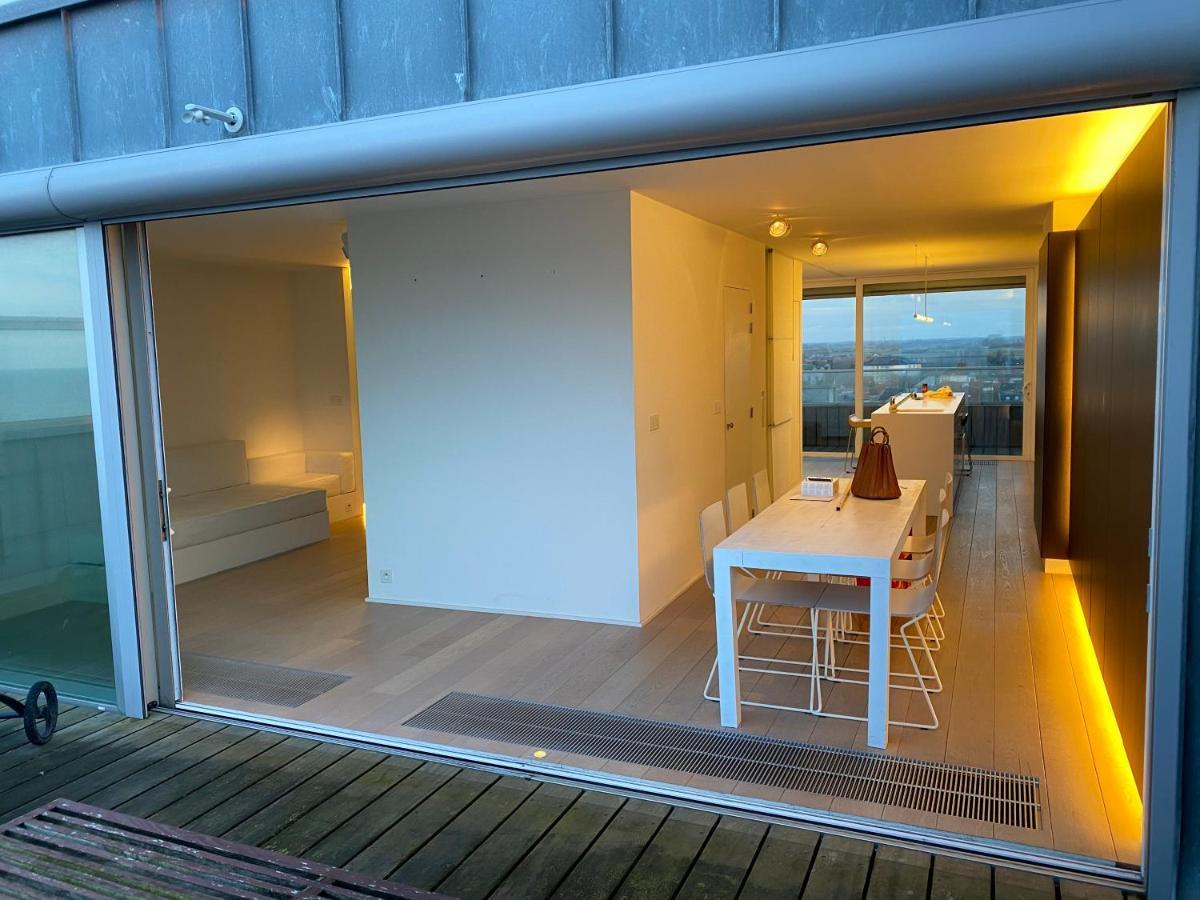 Penthouse Sea-Loft Blankenberge, Uniek Zeezicht, Luxeloft Met 40M2 Terras! Apartment Bagian luar foto